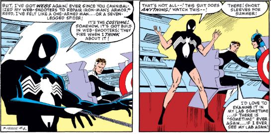 black suit spider-man symbiote secret wars reed richards