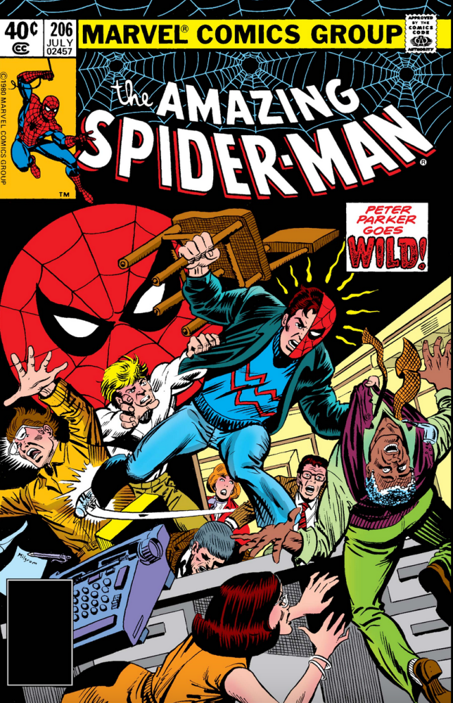 Amazing Spider-Man 206 cover, reading Peter Parker goes wild